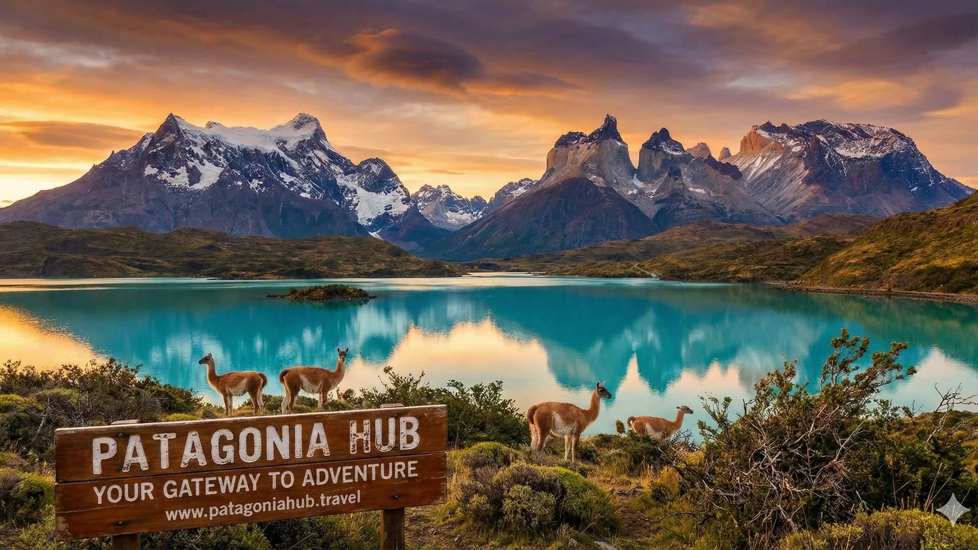 Patagonia landscape with mountains and glaciers
